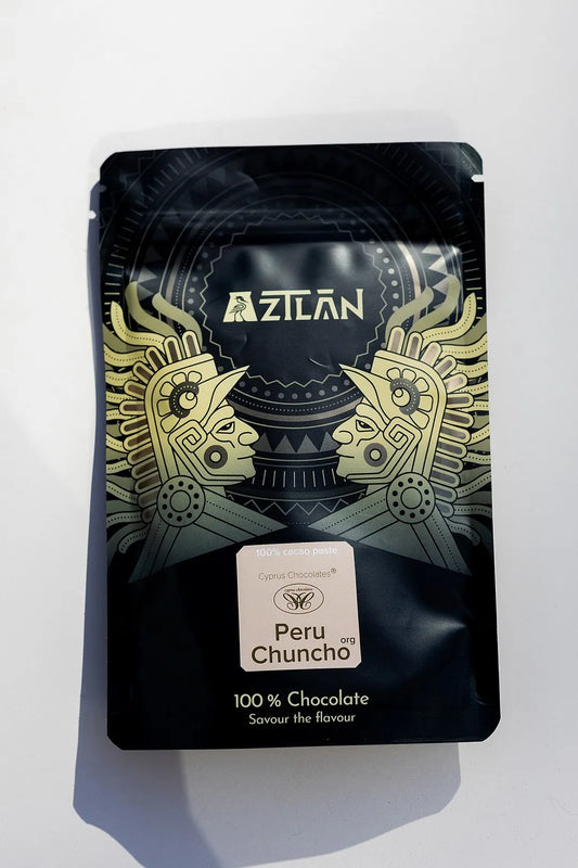 100% cacao dark chocolate in pouch made from single-origin cacao beans - Peru Chuncho