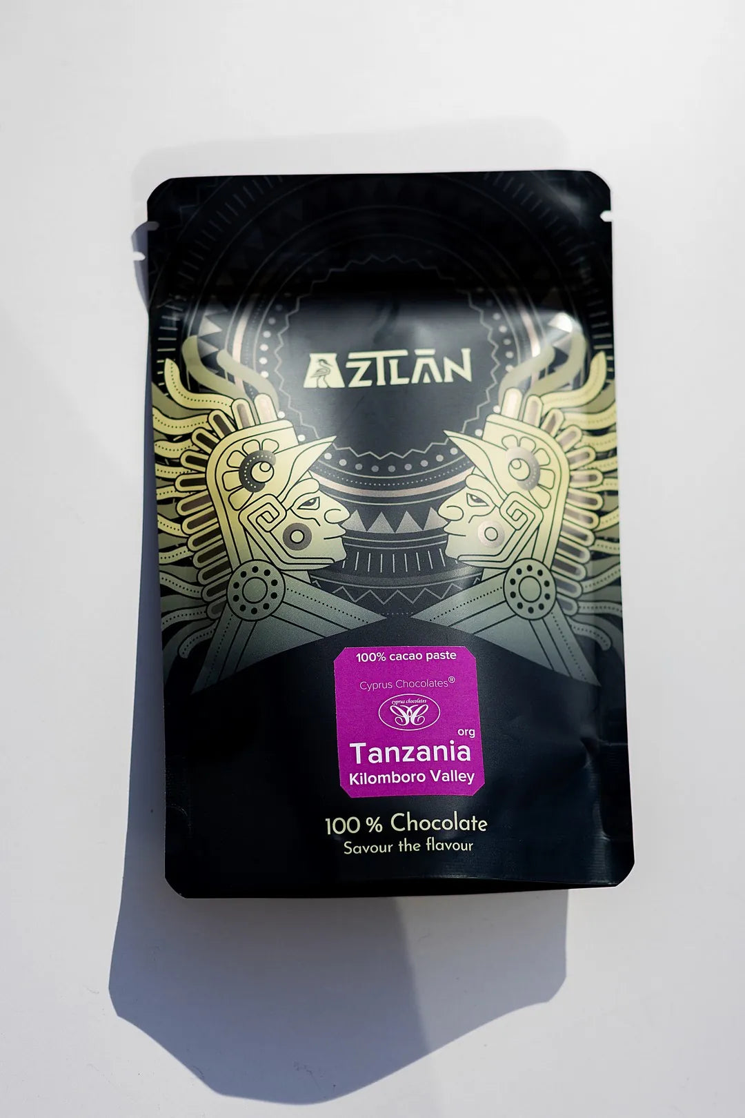 100% cacao dark chocolate in pouch made from single-origin cacao beans - Tanzania Kilomboro