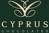 Logo of Cyprus Chocolates with a butterfly design on a dark green background