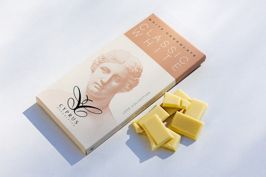 Classic white chocolate bar made in Cyprus
