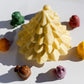 Handcrafted chocolate Christmas tree with five stacked layers of chocolate, designed as a festive holiday chocolate gift.