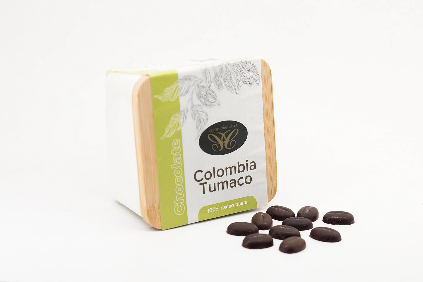 100% cacao dark chocolate in pouch made from single-origin cacao beans - Colombia Tumaco