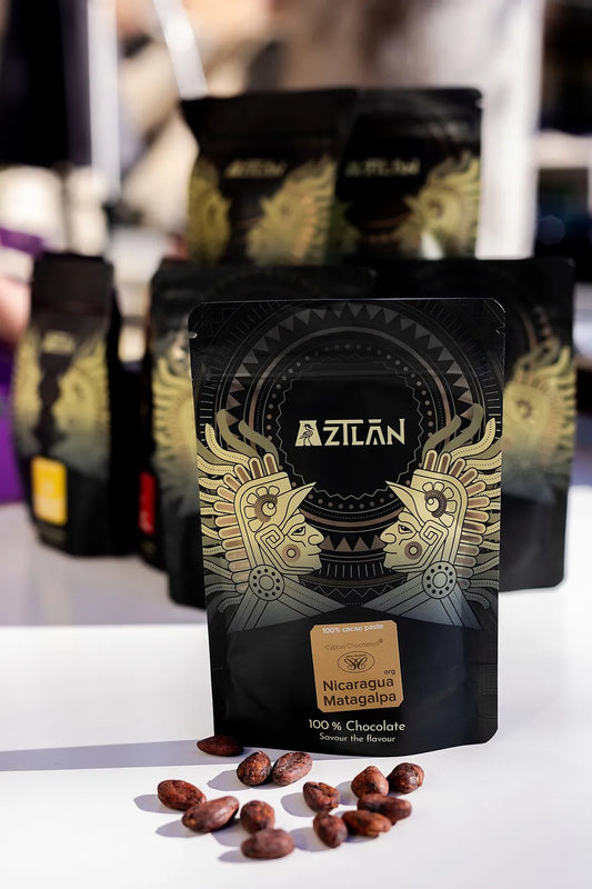100% cacao dark chocolate in pouch made from single-origin cacao beans - Nicaragua Matagalpa