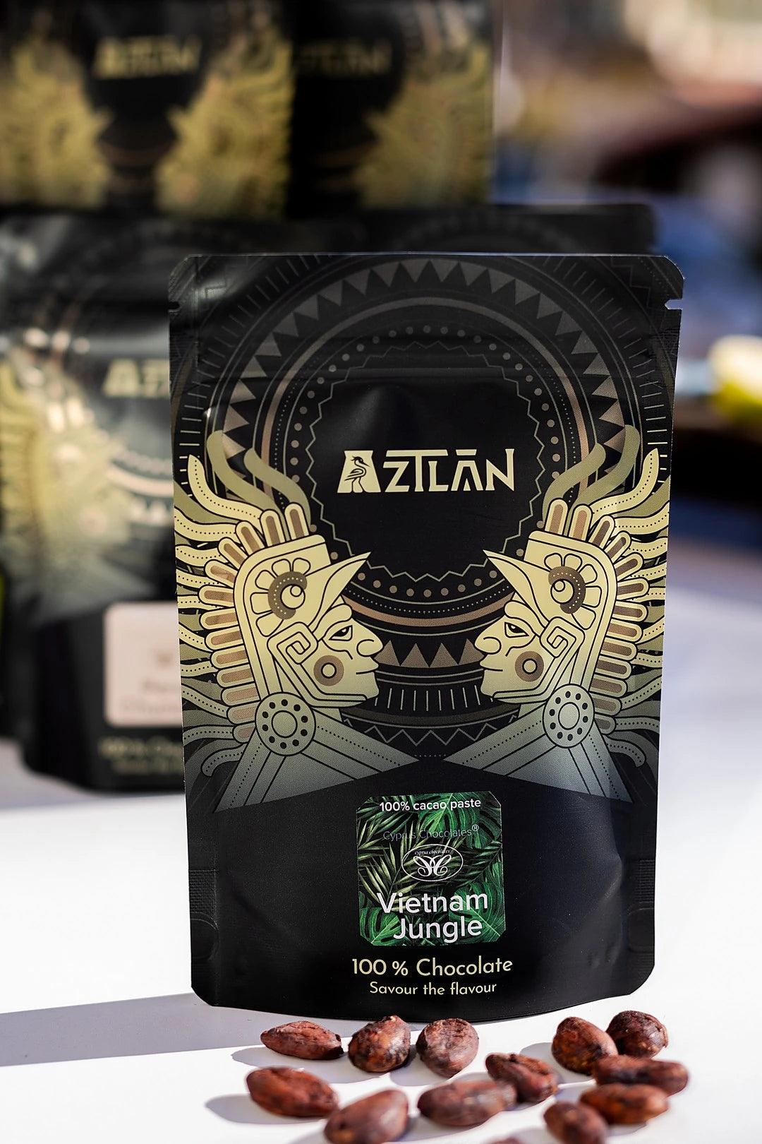 100% cacao dark chocolate in pouch made from single-origin cacao beans - Vietnam