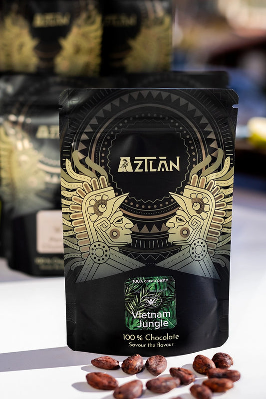 100% cacao dark chocolate in pouch made from single-origin cacao beans - Vietnam