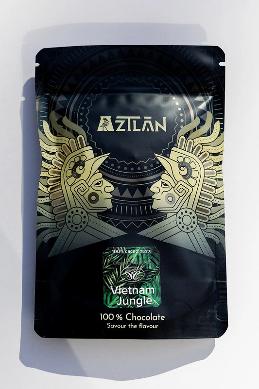 100% cacao dark chocolate in pouch made from single-origin cacao beans - Vietnam