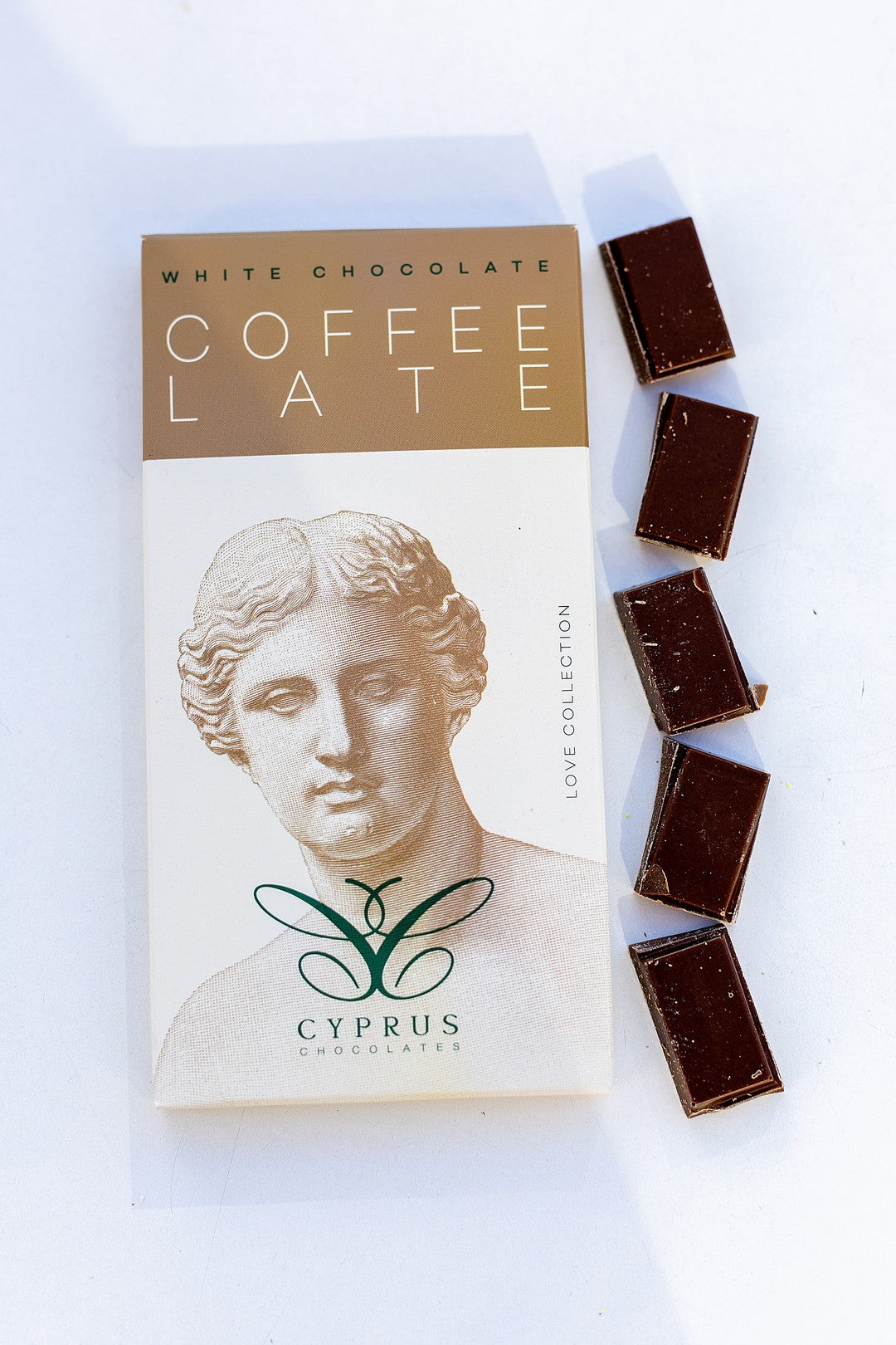 White chocolate bar with Cyprus coffee flavour