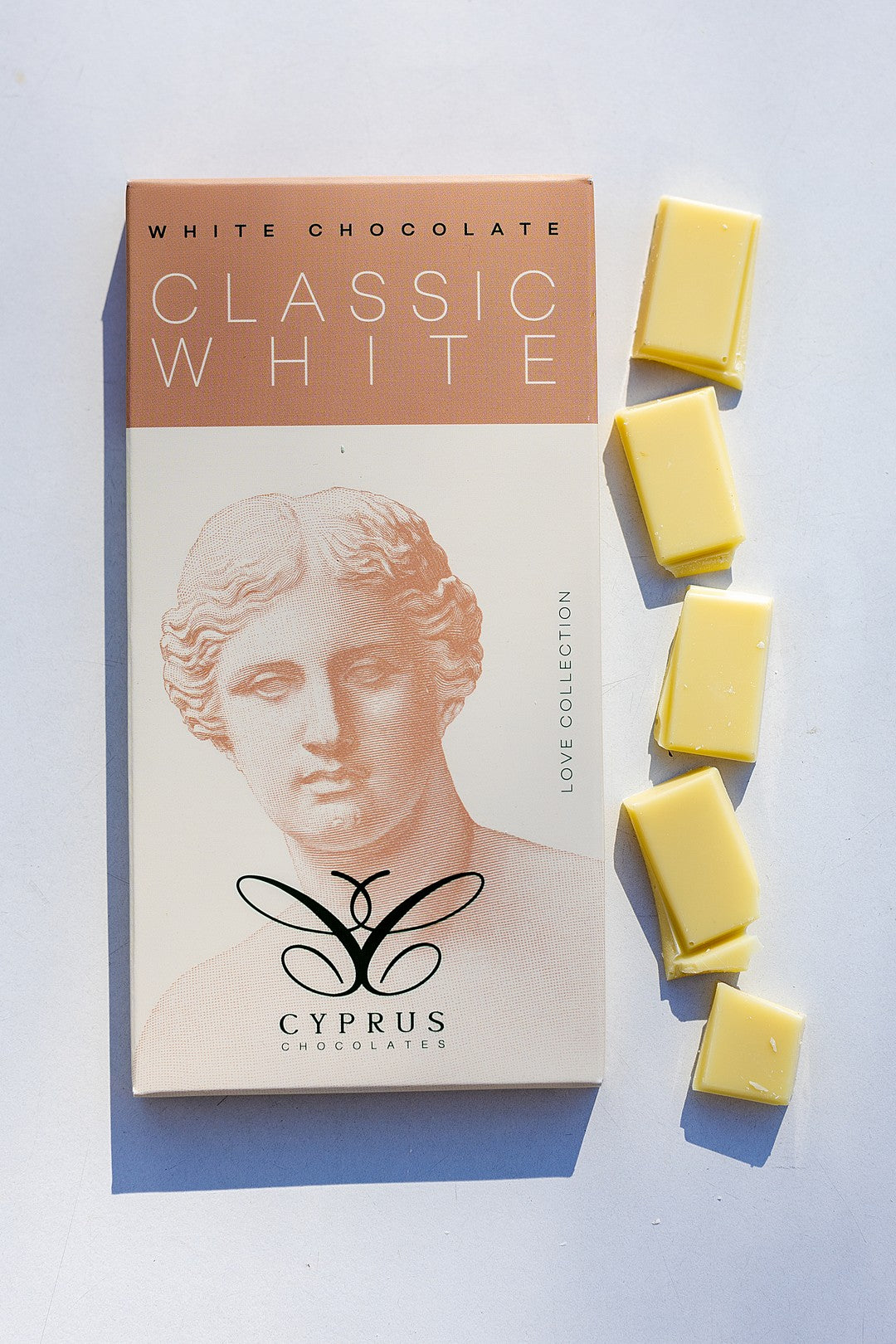 Classic white chocolate bar made in Cyprus